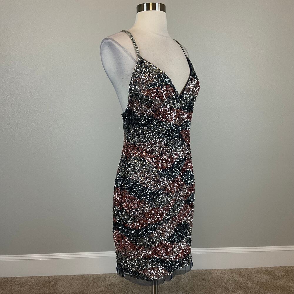 Aidan Mattox Sequin Backless Mini Sheath Cocktail… - image 3